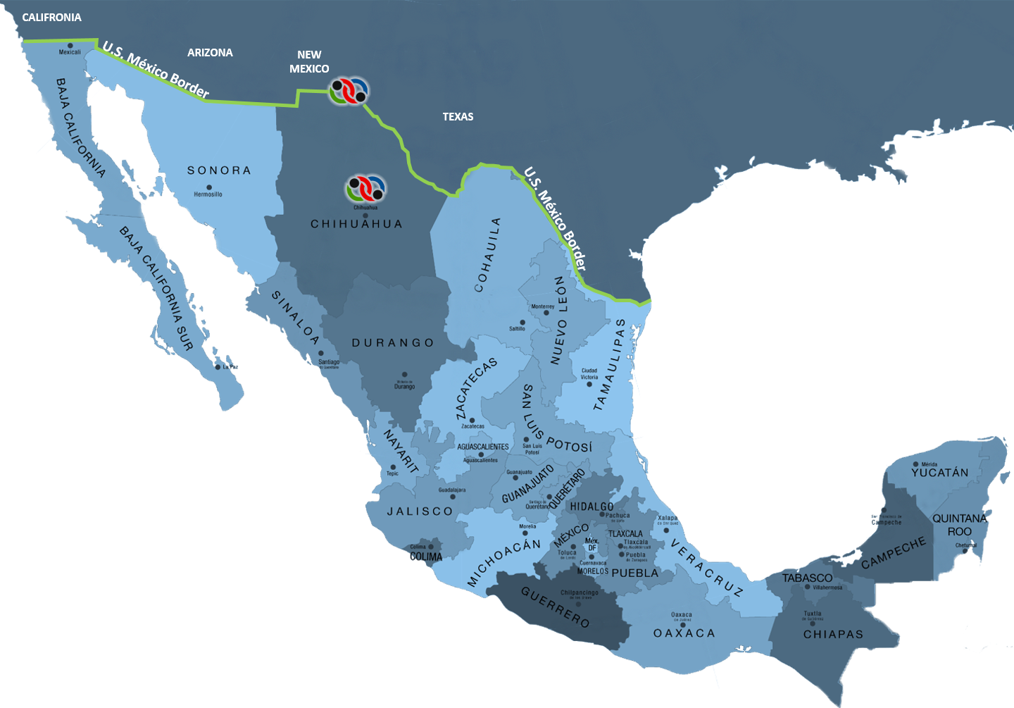 Mexico US Map 